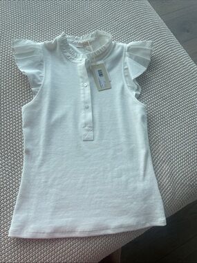 Ramy Brook White Ruffle Cap-Sleeve Knit Camisole